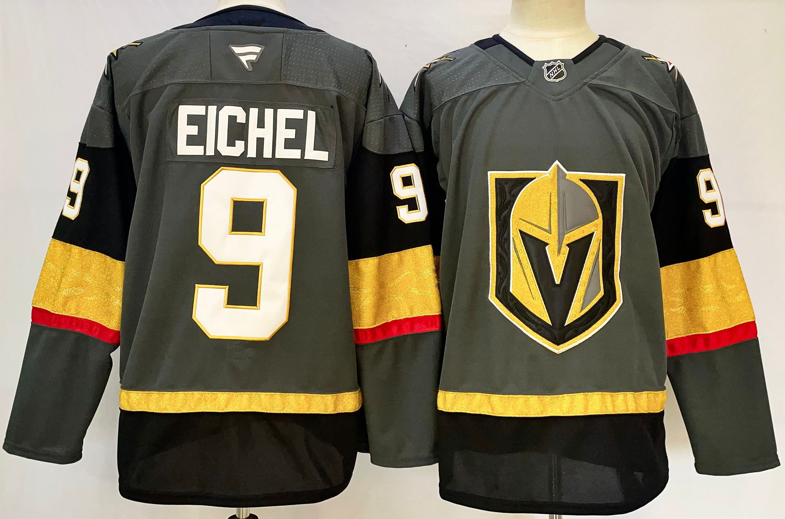 Men Vegas Golden Knights #9 Eichel Gray 2025 Home Premier Player NHL Jersey